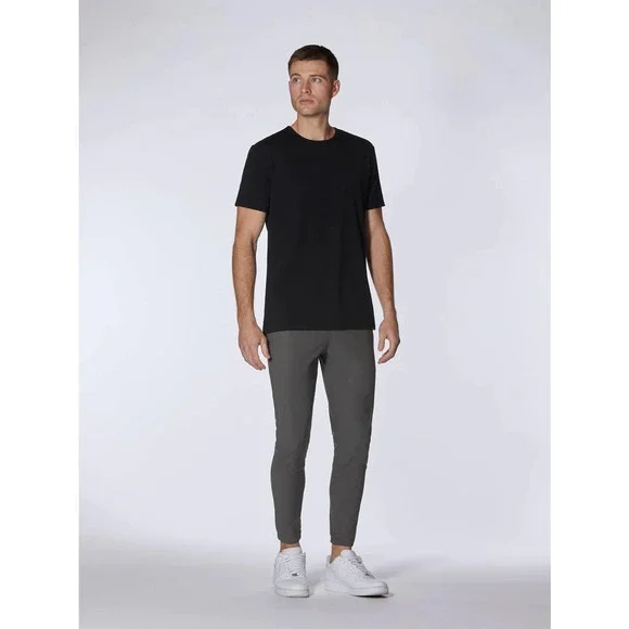 Cuts Clothing Men's Split Hem Crew Neck 4 Way Stretch Tee T-Shirt in Black - Picture 4 of 8